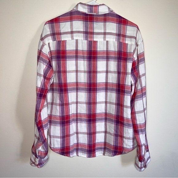 American Eagle Boyfriend Fit Pink and Purple Flannel Size Medium - Picture 2 of 5